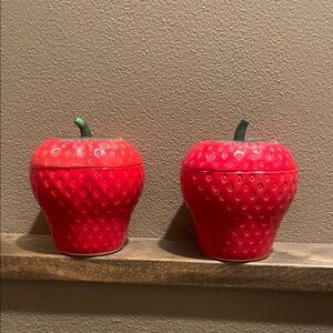 Vintage 1940s Hazel Atlas Strawberry Jam Jars With Lid